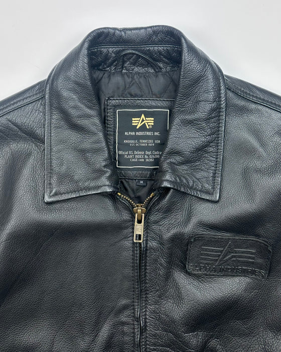 Alpha Industries Leather Bomber Jacket (M)