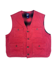  GAP Tartan Lined Red Vest (L)