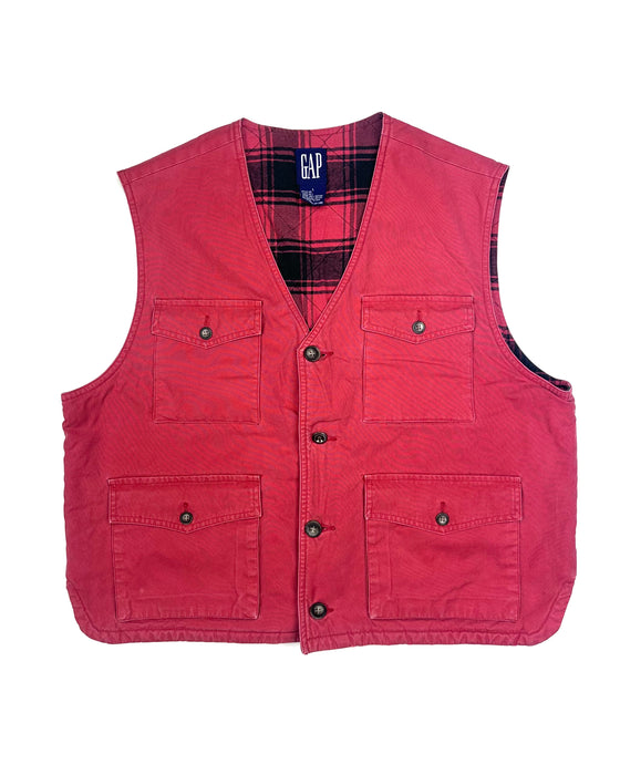 GAP Tartan Lined Red Vest (L)