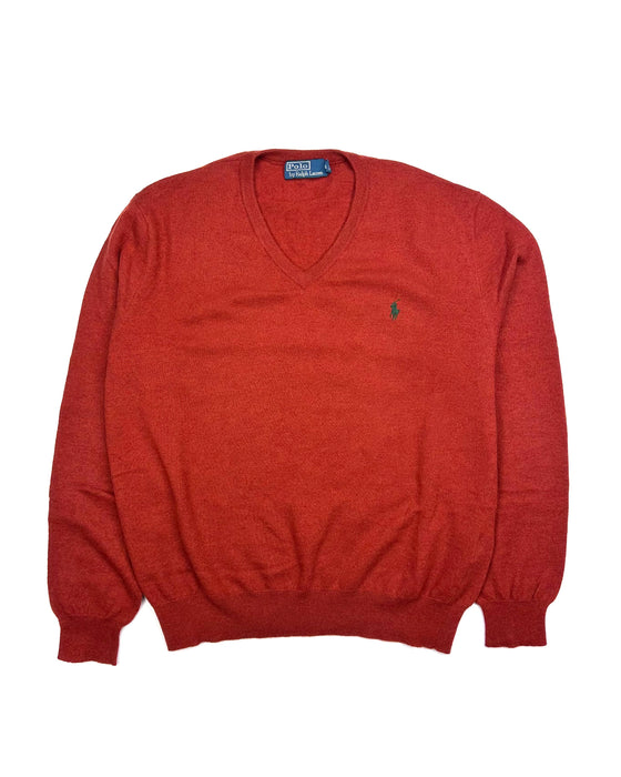 Polo Ralph Lauren Burnt Orange V-neck Sweater (XL)