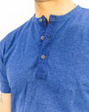1927 Henley Shirt Short Sleeve Indigo Melange