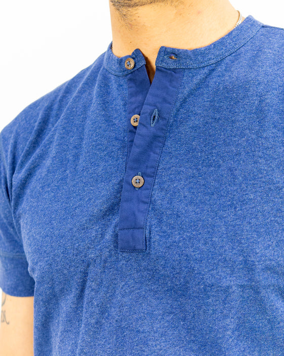 1927 Henley Shirt Short Sleeve Indigo Melange