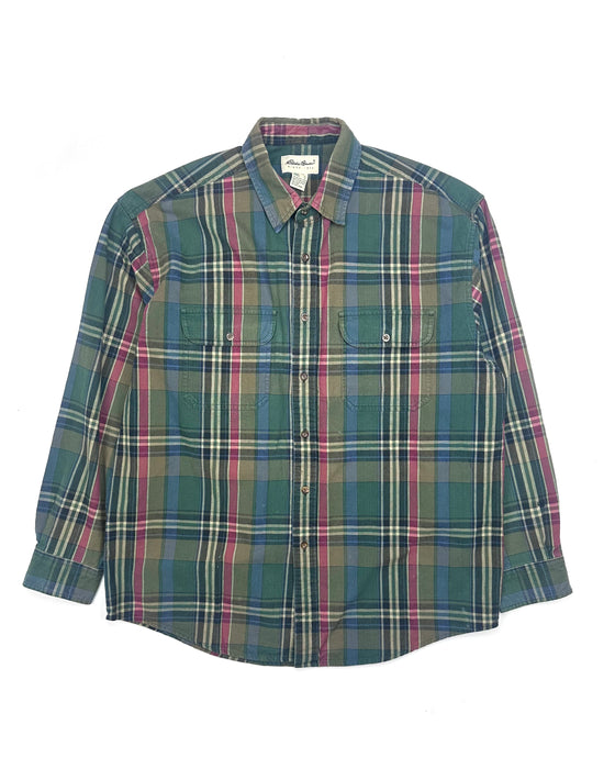 Eddie Bauer Green Checkered Shirt (L)