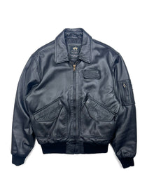  Alpha Industries Leather Bomber Jacket (M)