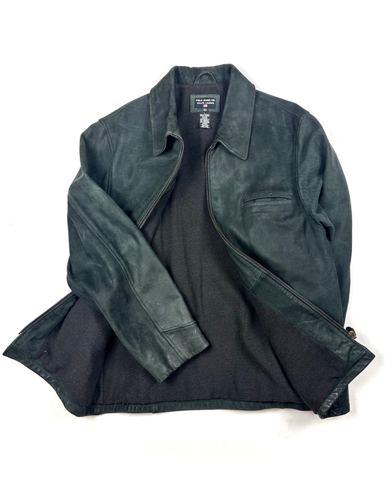 Polo Ralph Lauren Half-Belt Dark Blue Leather Jacket (L)