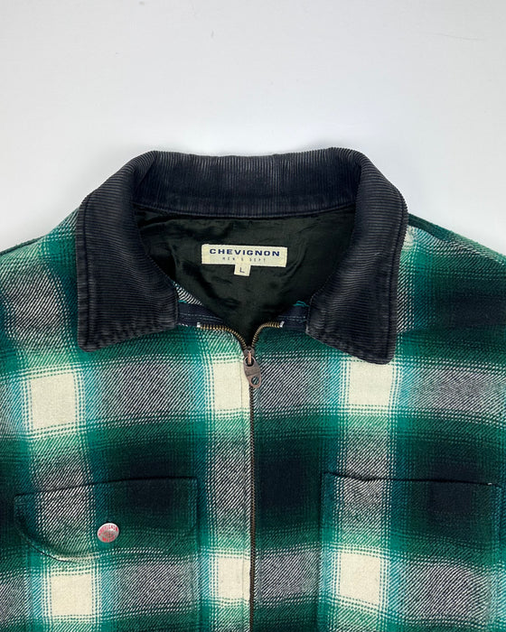 Chevignon Black and Green Checkered Shirt (L)