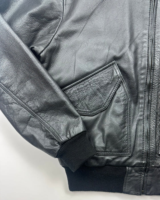 Alpha Industries Leather Bomber Jacket (M)