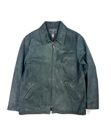 Polo Ralph Lauren Half-Belt Dark Blue Leather Jacket (L)