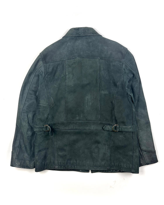 Polo Ralph Lauren Half-Belt Dark Blue Leather Jacket (L)