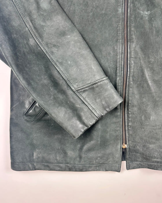 Polo Ralph Lauren Half-Belt Dark Blue Leather Jacket (L)