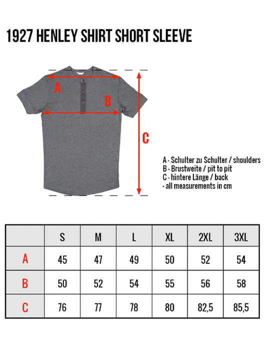 1927 Henley Shirt Short Sleeve Indigo Melange