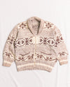 Beige and Brown Patterned Cardigan (M)