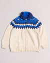 Blue Pattern Knitted Cardigan (S)