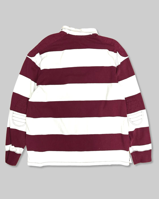 White and Burgundy Polo Ralph Lauren Rugby Shirt (XXL)
