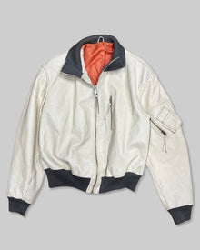  White German Leather Flight Jacket (L)