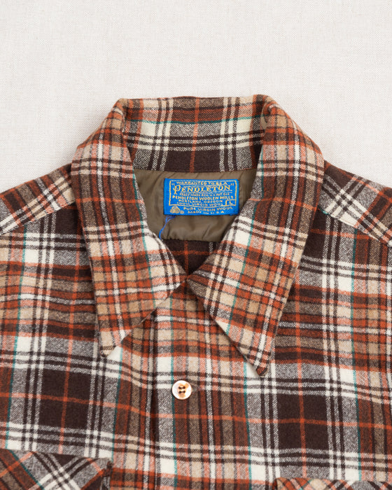 Pendleton Flannel Shirt Brown and Blue Check (M)