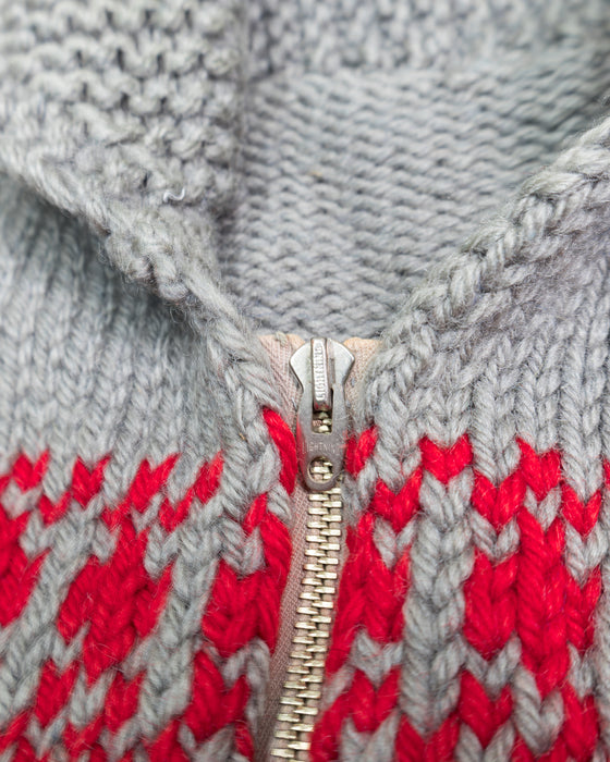 Grey and Red Knitted Cardigan (L)